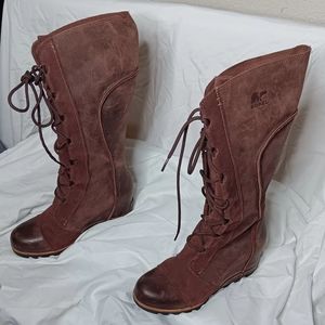 Sorel Leather Lace-Up Boots Brown Boots,